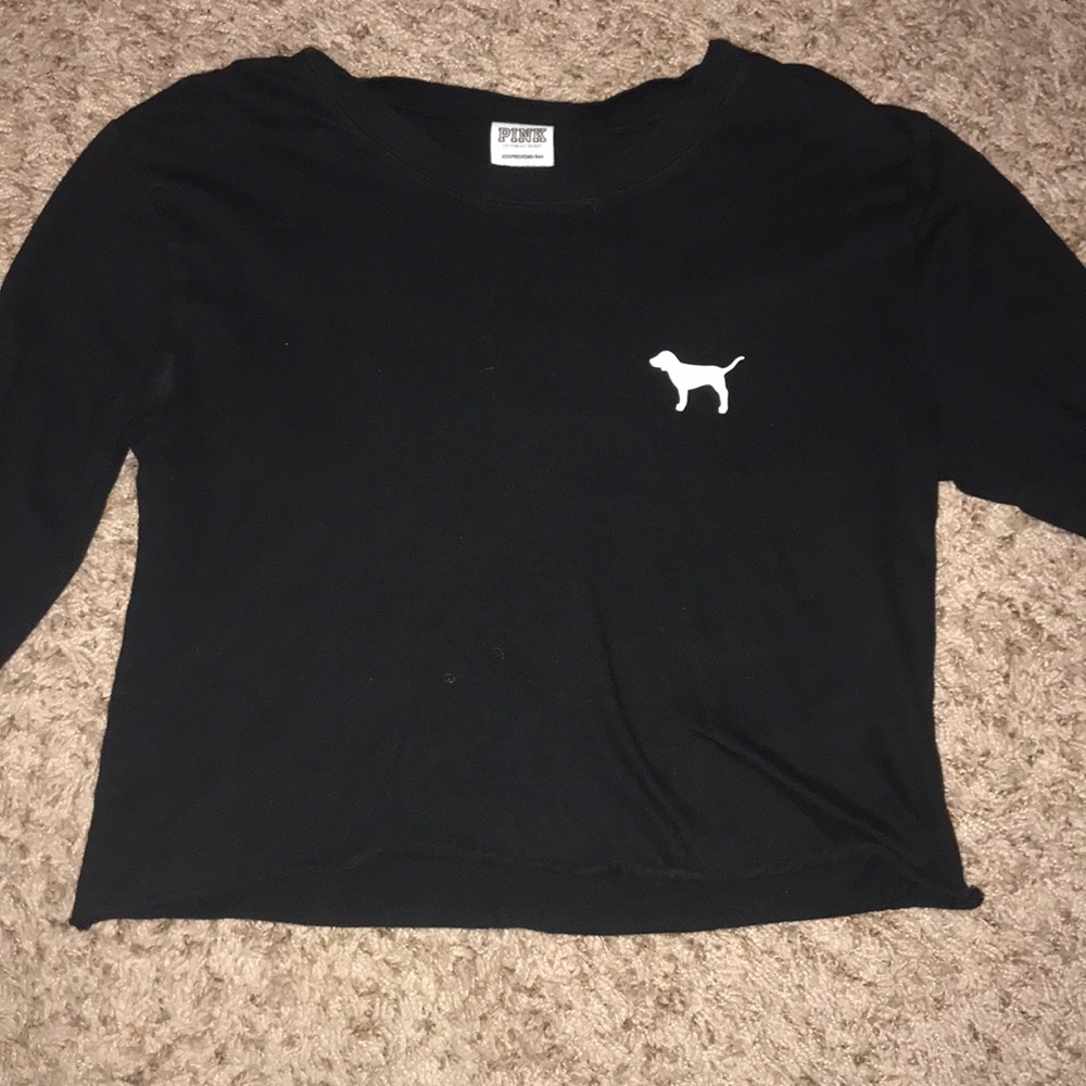 Victoria Secrets PINK long sleeve black crop top